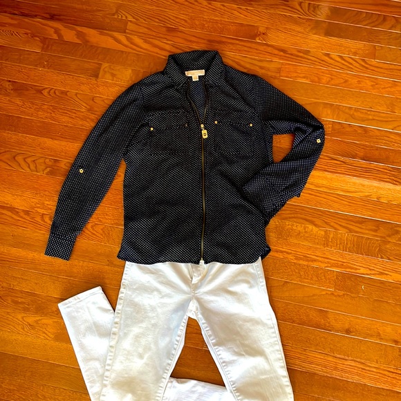 Michael Kors blouse w/ zipper and roll sleeves - Picture 2 of 6